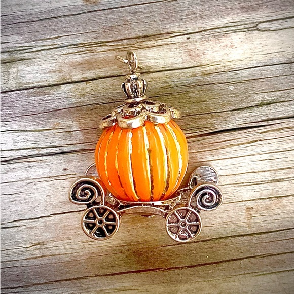 Pumpkin Cinderella Carriage. free SS chain or black leather cord. - Picture 2 of 7